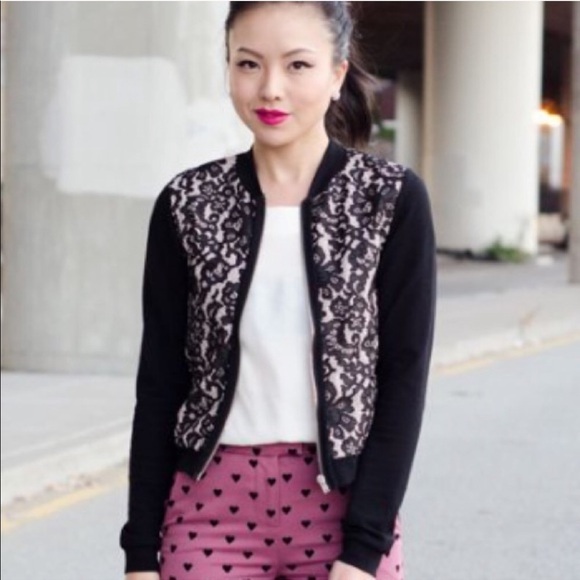 H&M Lace Zip-Up Bomber Jacket - Picture 1 of 7